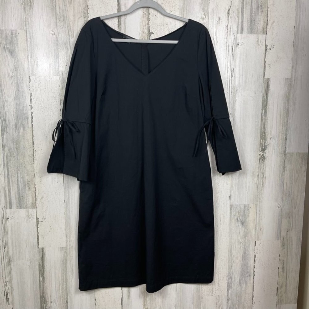 Lafayette 148 midi dress keyhole sleeves with ties black size M event party